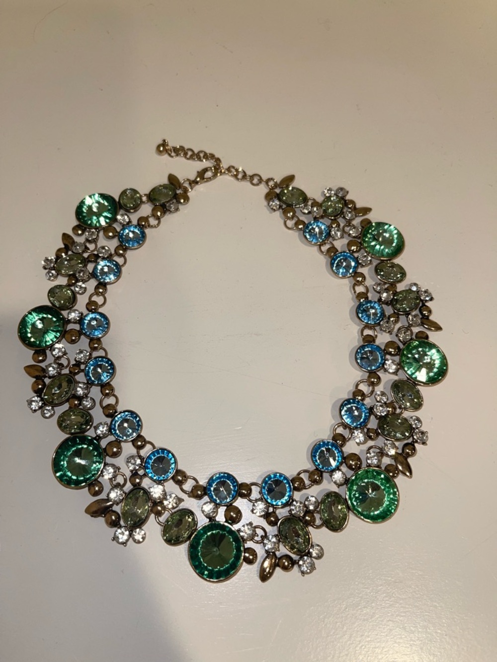 Eye Candy LA Clementine Crystal Collar Statement Necklace Green Multicolor